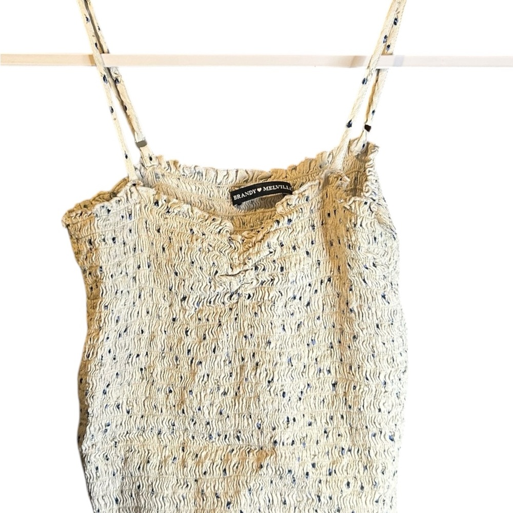Brandy Melville Cream Smocked Sleeveless Top